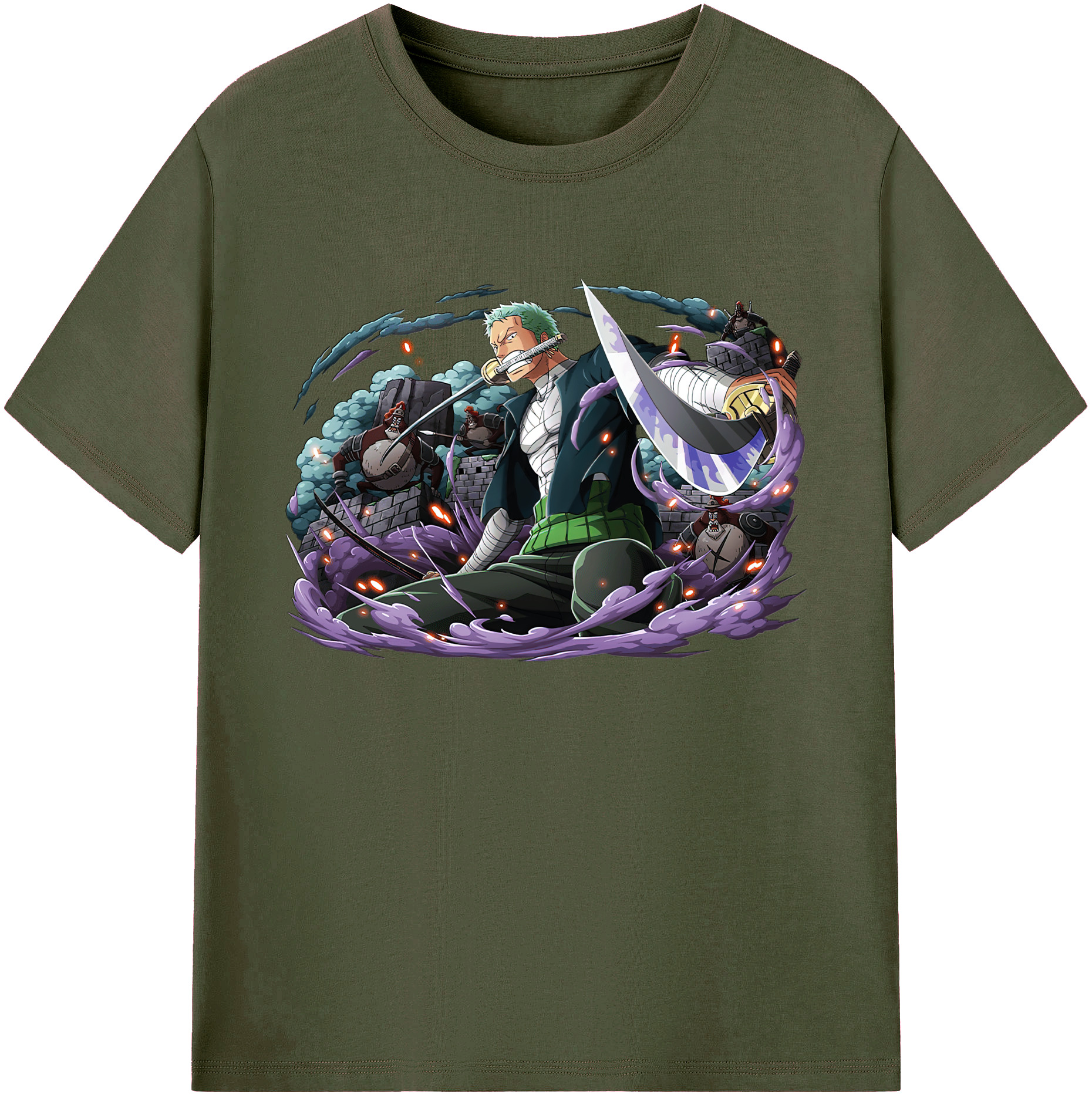 ワンピース ロロノア・ゾロ ONE PIECE Roronoa Zoro 綿100％ メンズ半袖Tシャツ｜肌触りやわらか＆通気性